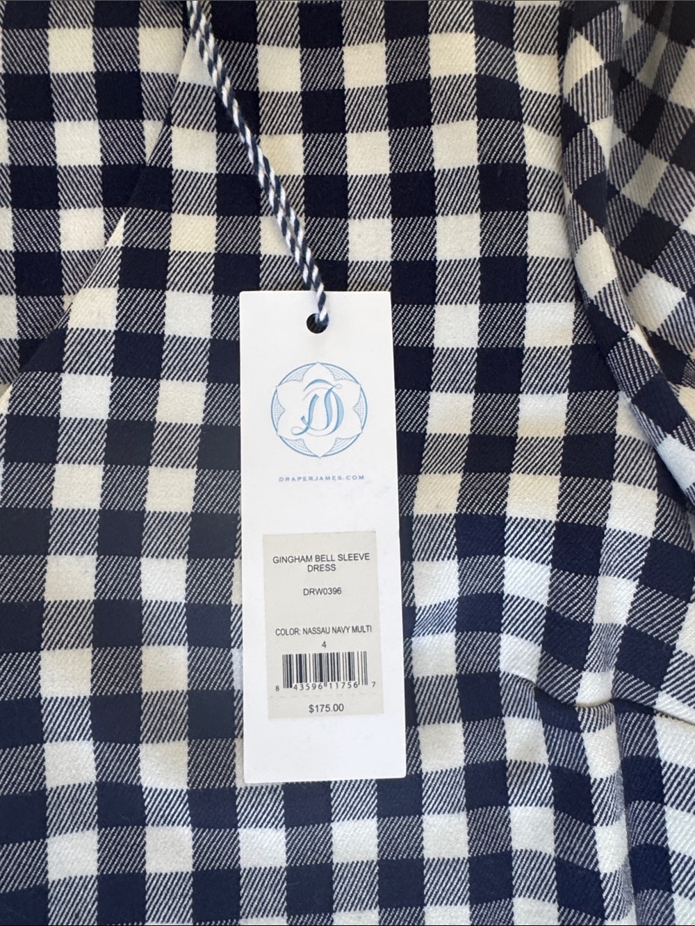 Draper James Navy and White Gingham Dress - Picture 3 of 3